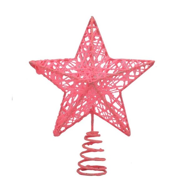 Catzon Sparklinging Hollow Star Decoration for Christmas Treetop Ornaments-Pink
