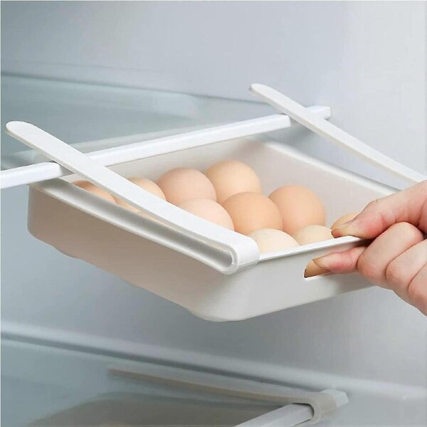 2 Pack Fridge Drawer Organizer, Fridge Hanging Storage Rack, Food Fruit Vegetable Fresh Basket Fridge Freezer Shelf Rack Container Box Egg Rack