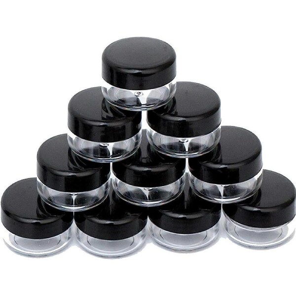 10 Gram Cosmetic Containers Sample Jars with Lids Plastic Makeup Sample Containers BPA Free Pot Jars(Black)10pcs