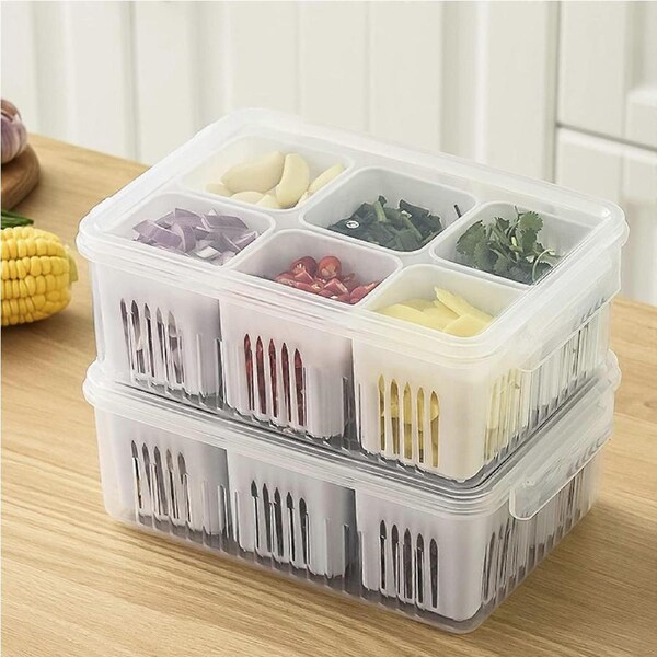 Divided Veggie Tray with Lid Snackle Box Charcuterie Container for Refrigerator Food Prep Airtight Food Storage Containers