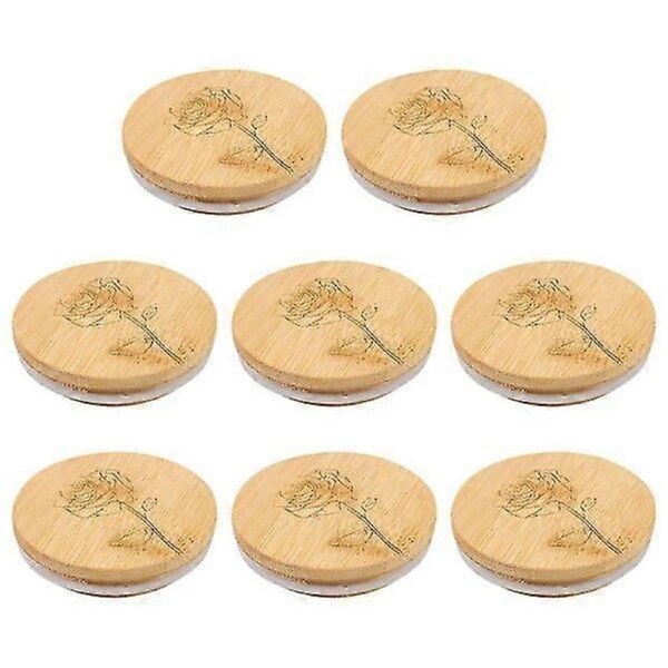 8pcs Canning Bamboo Lid Round Jar Lid Storage Tank Bamboo Lid Jar Covers