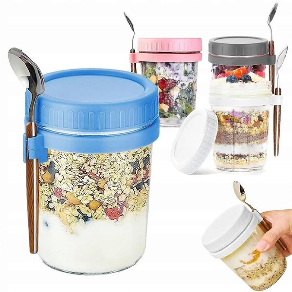 Storage Jar For Yogurt Oatmen Musli 350ml 4pcs With Spoon