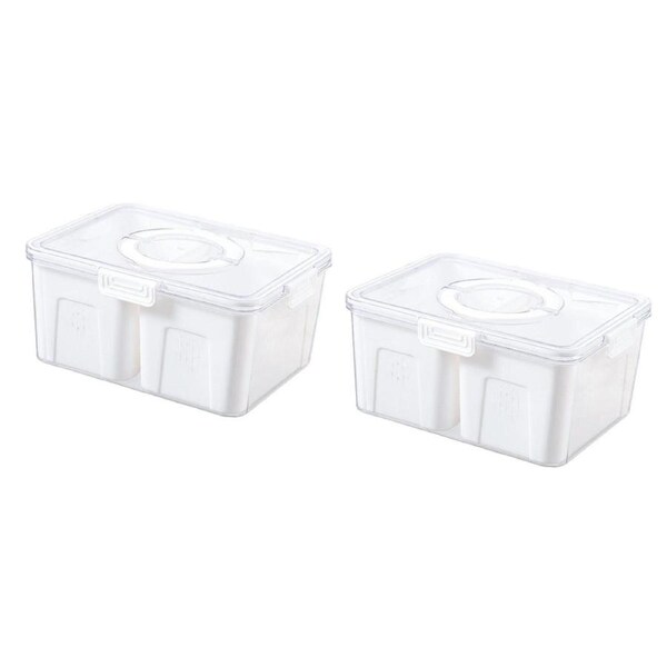 2Pcs Refrigerator Storage Box Divided Food Container for Home Pantry Kicthen