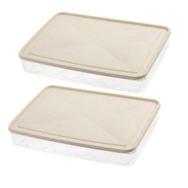 2pcs Stackable Egg Storage Container Fridge Egg Holder 24 Grid Egg Case Plastic Egg Tray