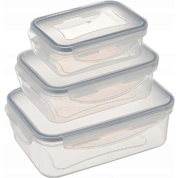 Lunchbox Container Plastic Kitchen Food Boxes Leakable Set Of 3