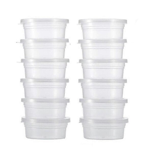 12pcs Clear Slime Storage Round Plastic Box Container Foam Ball Cups With Lids