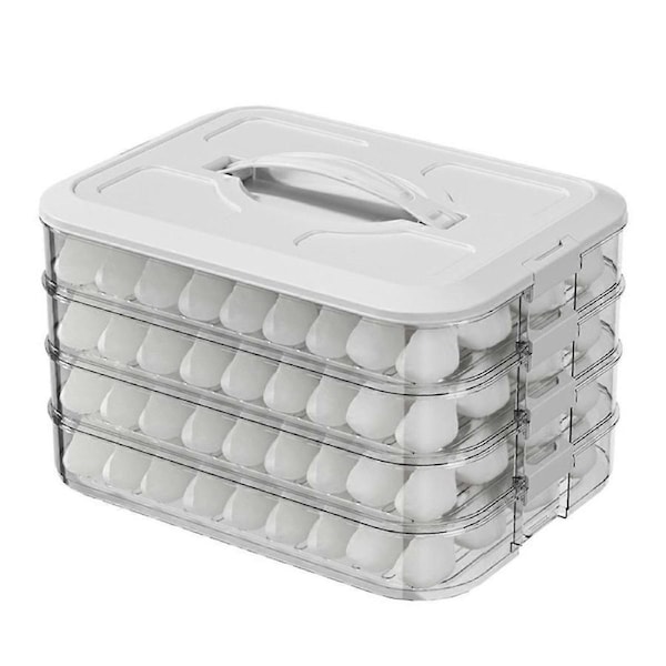 Dumpling Box,4 Layers Freezer Safe Food Storage Containers, Stackable Snack Container with Lid, Coo