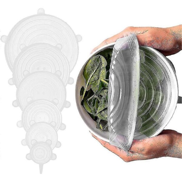 Silicone Stretch Lids Food Covers Reusable Small Large Rectangular 6 Pack