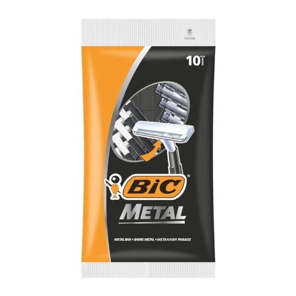 BIC Metal Single-Blade Disposable Razors – 10-Count Pack - Men’s Precision Shaving