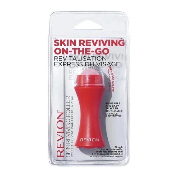 Revlon 3-in-1 Skin Reviving Roller (Real Rose Quartz) – Instant Depuff, Cool & Glow Tool
