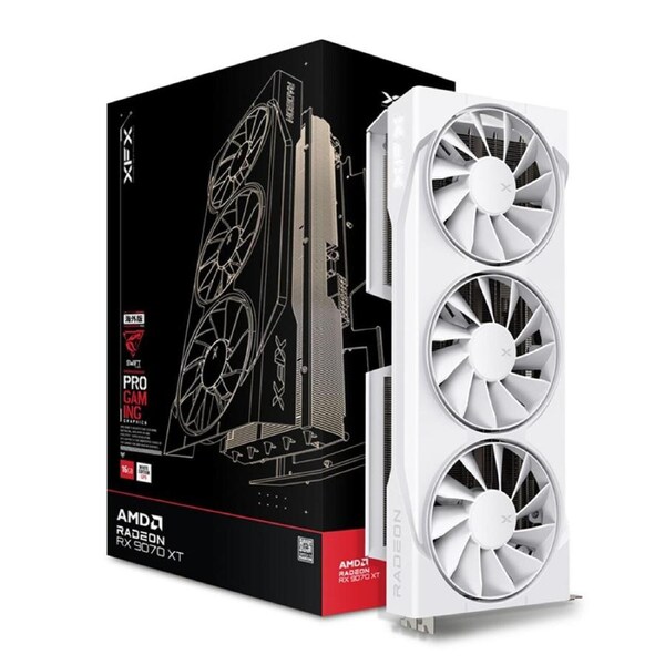XFX Swift AMD Radeon RX 9070 XT White Triple Fan Gaming Edition 16G Graphics Card (RX-97TSWF3W9)