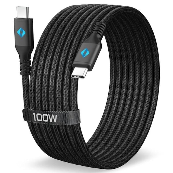 ZYRON 100W USB C Cable, 2M Long USB Type C to C Cable, 5A Fast Charging USB-C Cord, Durable Nylon Braided, USB2.0 Data Sync for MacBook Pro, Samsung, iPhone 16/15, iPad, Laptops, Switch