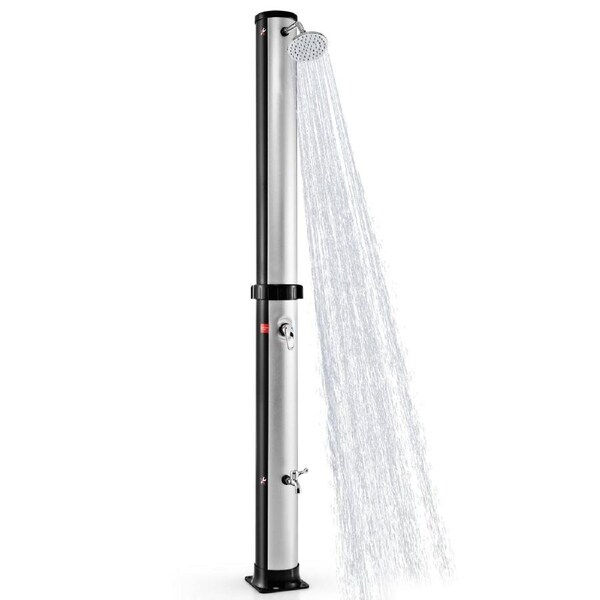 Costway 38L Outdoor Solar Heated Shower Freestanding Shower w/360°Rotating Head Temp Adjustable Faucet Garden Beach
