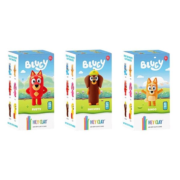 Hey Clay Bluey Character Kids Modelling Clay Sets 5 Colours Rusty Snickers Bingo