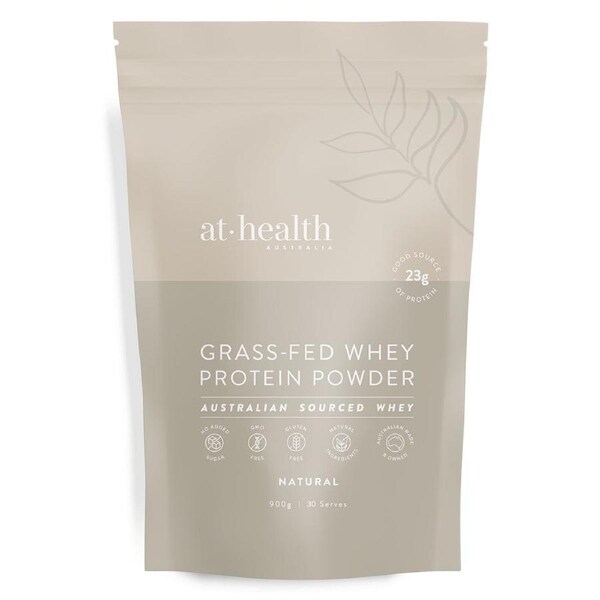 At Health Australia Grass-Fed Whey Protein Powder Natural 900g