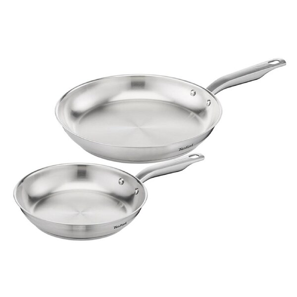 Tefal Virtuoso Induction Stainless Steel Uncoated Twin Frypan 24/28cm E492S225