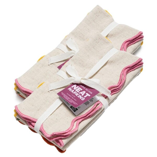 2PK 4pc Jamie Oliver Big Love Neat Napkin Set Cotton-Linen Multicoloured