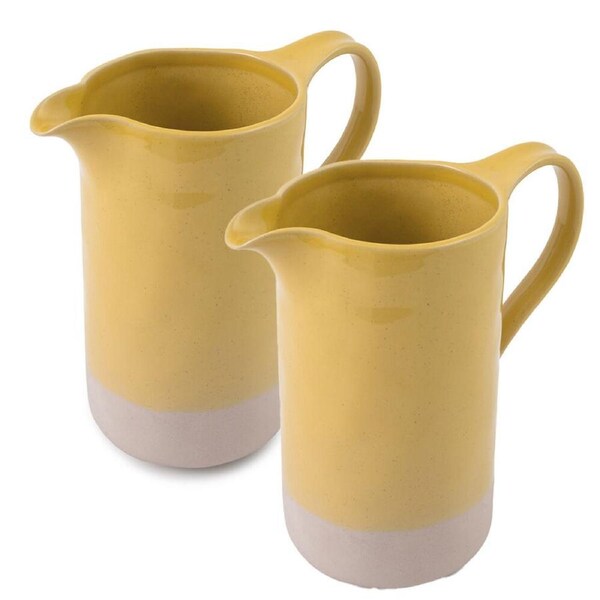 2PK Jamie Oliver Big Love Perfect Stoneware Base Pitcher 1.5L Yellow/Cream