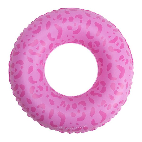 Swim Essentials Kids Inflatable Swimming Ring Pool Floater 55cm Pink Leopard