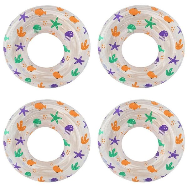 4PK Swim Essentials Kids Inflatable Swimming Ring Floater 55cm Marine Magic