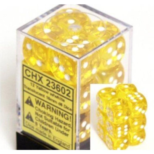 Chessex - Translucent 16mm D6 Set - YellowWhite (CHX23602)