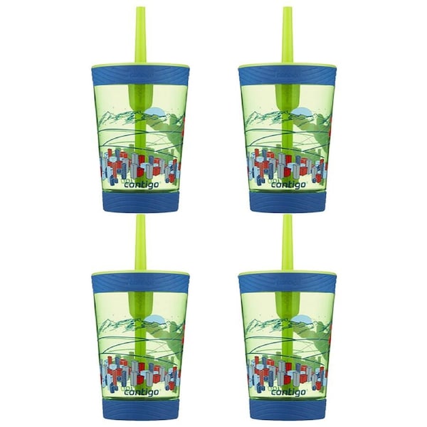 4PK Contigo Tumbler Superhero Spill Proof Kids Drink Sippy Cup w/Straw 414ml 3y+