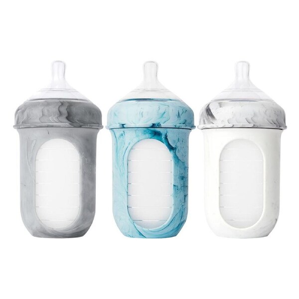 3PK Boon Nursh Collapsible Silicone Baby Bottle Tie Dye 237ml 3 Months+