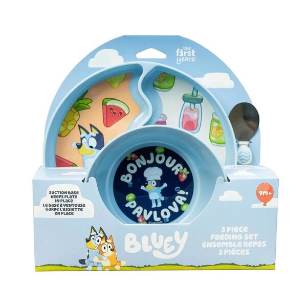 3pc The First Years Bluey Toddler Feeding Set w/Bowl Plate Spoon BPA Free 9m+