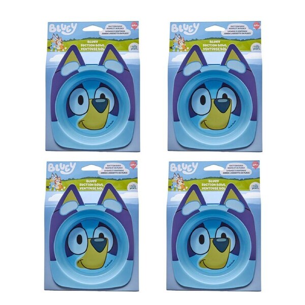 4PK The First Years Bluey Character Children's Bowl with Suction Base 6m+