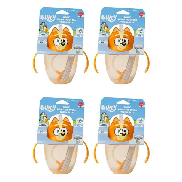 4PK The First Years Bingo Weighted Straw Trainer/Sippy Cup 207ml 6 Months+
