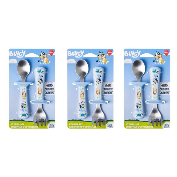 3x 2PK The First Years Bluey Toddler Utensils Set w/Spoon and Fork 9m+