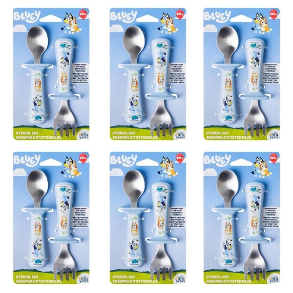 6PK 2PK The First Years Bluey Toddler Utensils Set w/Spoon and Fork 9m+