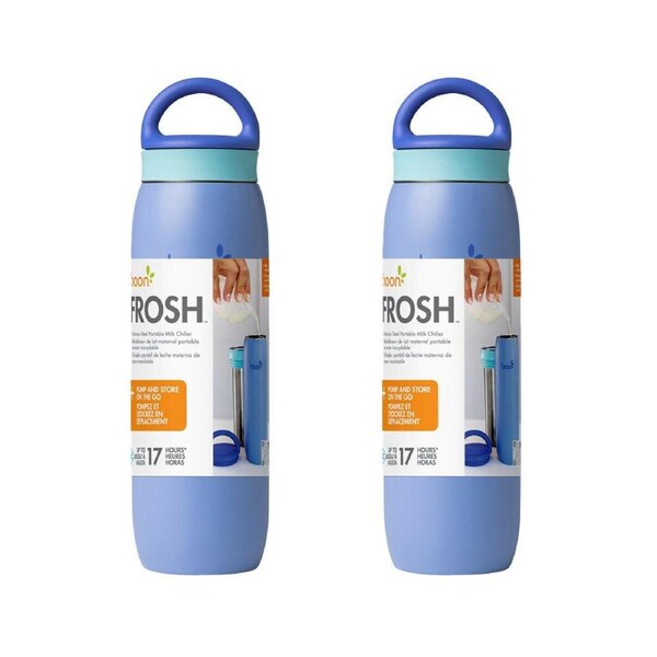 2PK Boon Frosh Stainless Steel Breast Milk Storage Flask/Container Blue 700ml