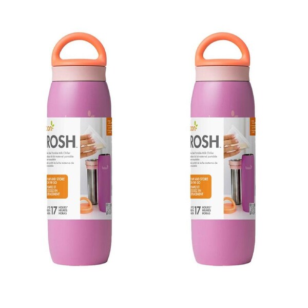 2PK Boon Frosh Stainless Steel Breast Milk Storage Flask/Container Purple 700ml