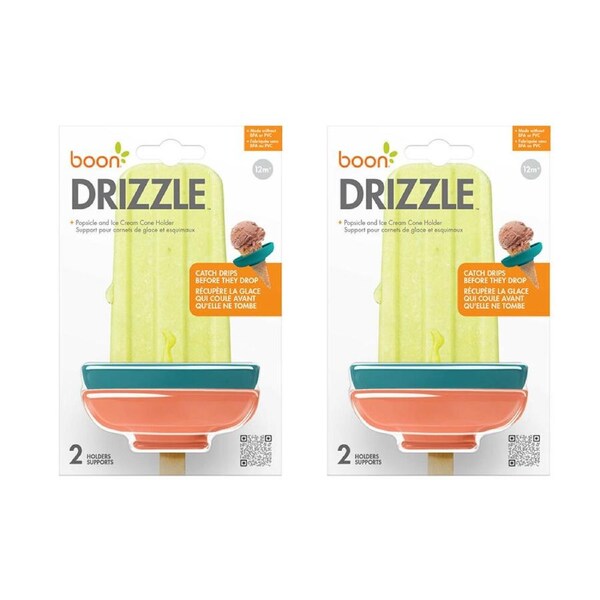 2x 2PK Boon Drizzle Ice Cream/Popsicle Holder w/Travel Case 12 Months+