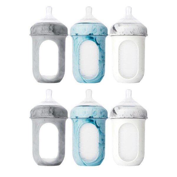 2x 3PK Boon Nursh Collapsible Silicone Baby Bottle Tie Dye 237ml 3 Months+