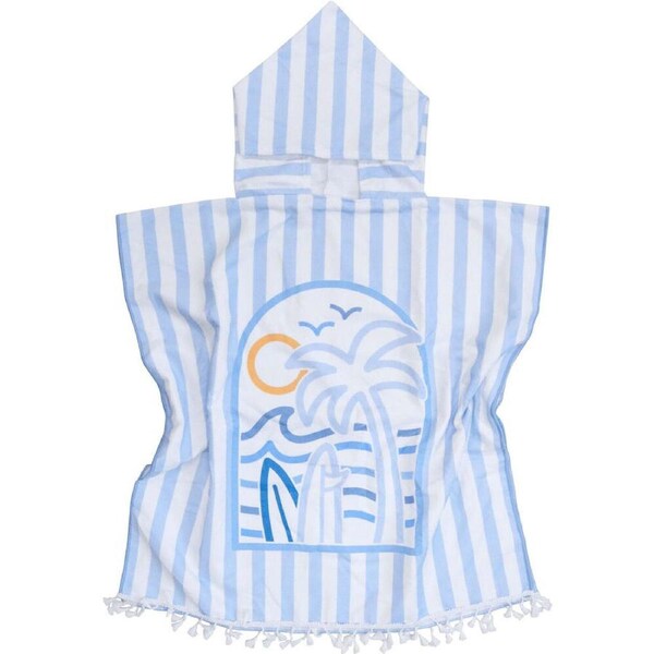 LVD Microfibre Kids Towel Hooded Poncho w/ Bag 70x70cm Summer Blues