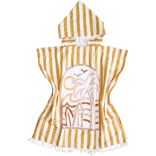LVD Microfibre Kids Towel Hooded Poncho w/ Bag 70x70cm Summer Mustard