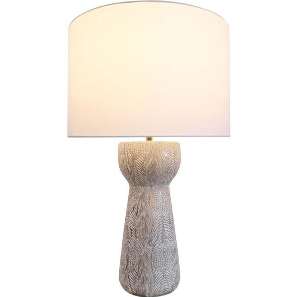 LVD Ceramic/Cotton Textured Fossil Bedroom Table Lamp 42x68cm White