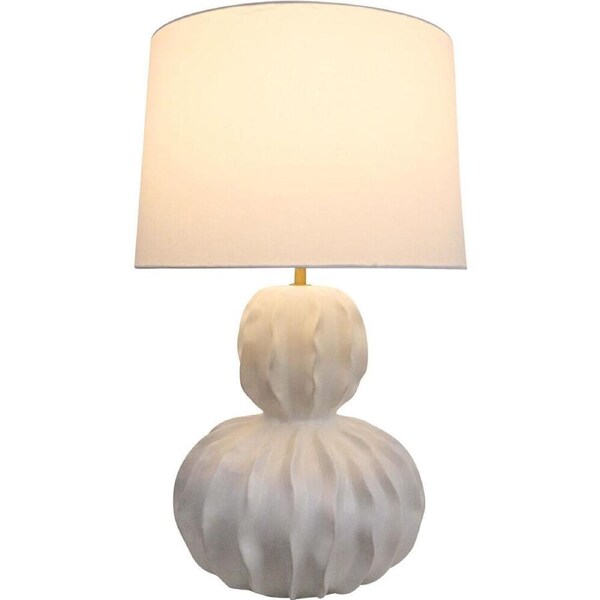 LVD Ceramic/Cotton Sculptured Pod Bedroom Table Lamp 40x67cm White