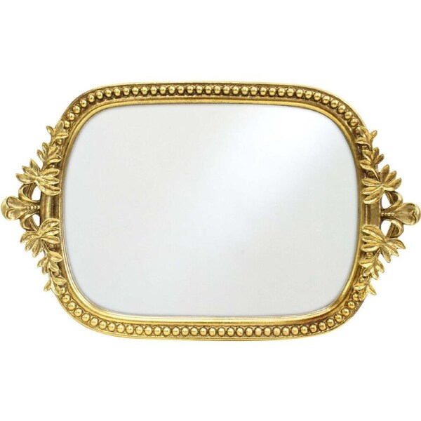 LVD Arabella Resin Mirrored Trinket Display Rectangular Tray 31x20cm Gold