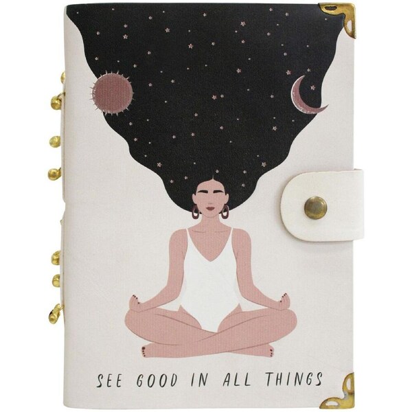 LVD Leather Cover Paper Notebook Writing Journal 18x13cm See Good Gold