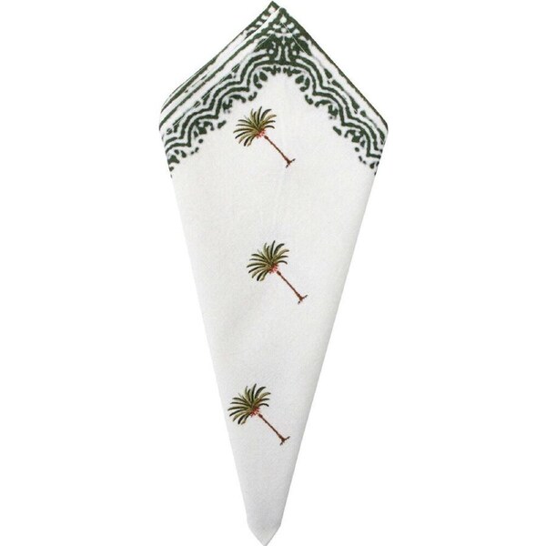 LVD 100% Soft Cotton Reusable Table Napkin 45x45cm Palm Green/White