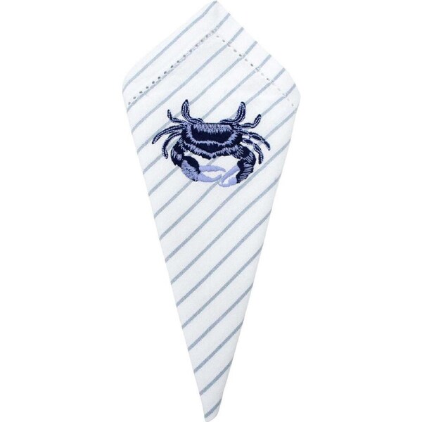 LVD Stonewashed Chambray Cotton Striped Reusable Napkin 45x45cm Crab