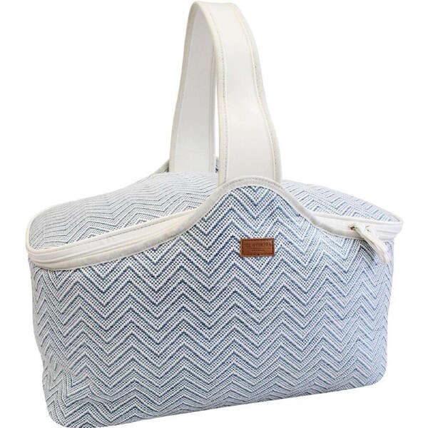 LVD Insulated Riviera Picnic Cooler Carry Bag 52x30cm Chevron White/Blue