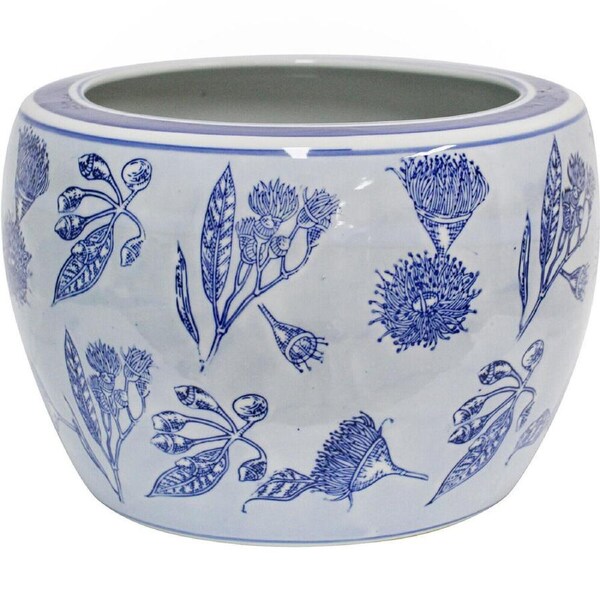 LVD Porcelain Decorative Planter Pot Flowering Gum XL 29x21cm Blue/White