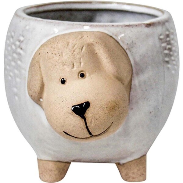 LVD Ceramic Decorative Indoor Planter Pot Snoopy Dog 16x11cm Natural