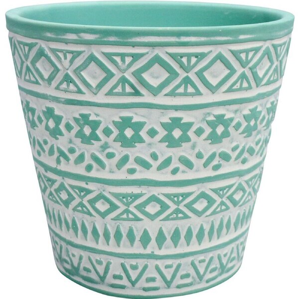 LVD Terracotta Ceramic Decorative Planter Pot Tribal 1 13x12cm Mint