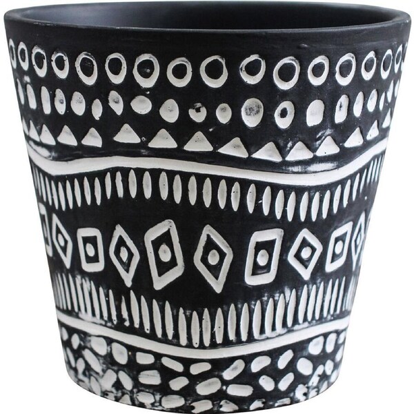 LVD Ceramic Decorative Planter Pot Tribal Print 13x12cm Black/White