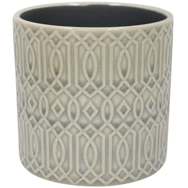 LVD Ceramic Decorative Indoor Planter Pot Tribal Large 11x12cm Grey